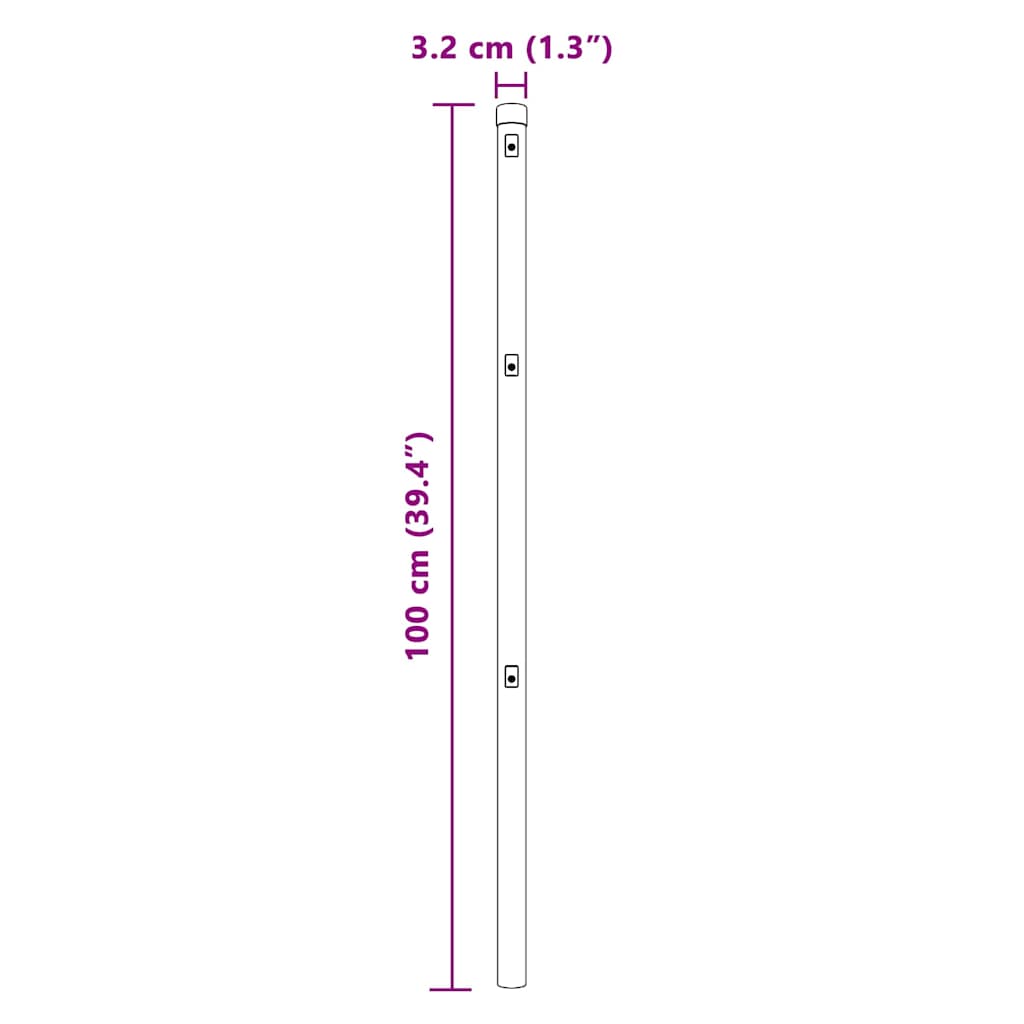Palo per recinzione interrato in acciaio grigio 7 pezzi 3,2 x 100 cm