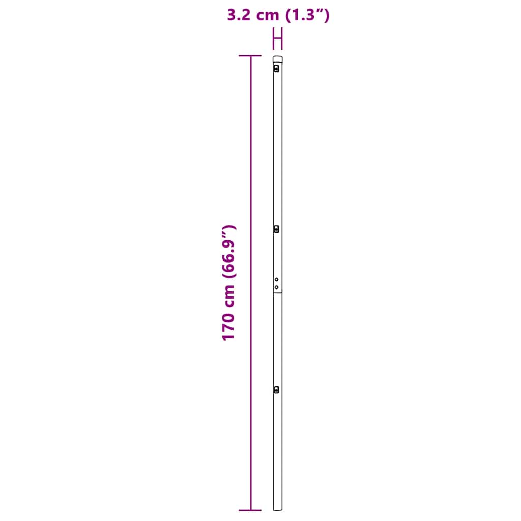Palo per recinzione interrato in acciaio zincato 7 pezzi grigio 3,2 x 170 cm