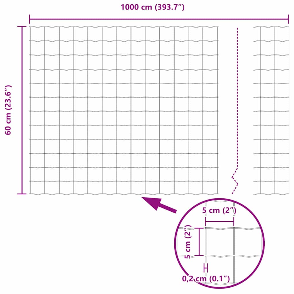 Recinzione Euro 0,6 x 10 m Ferro rivestito in PVC