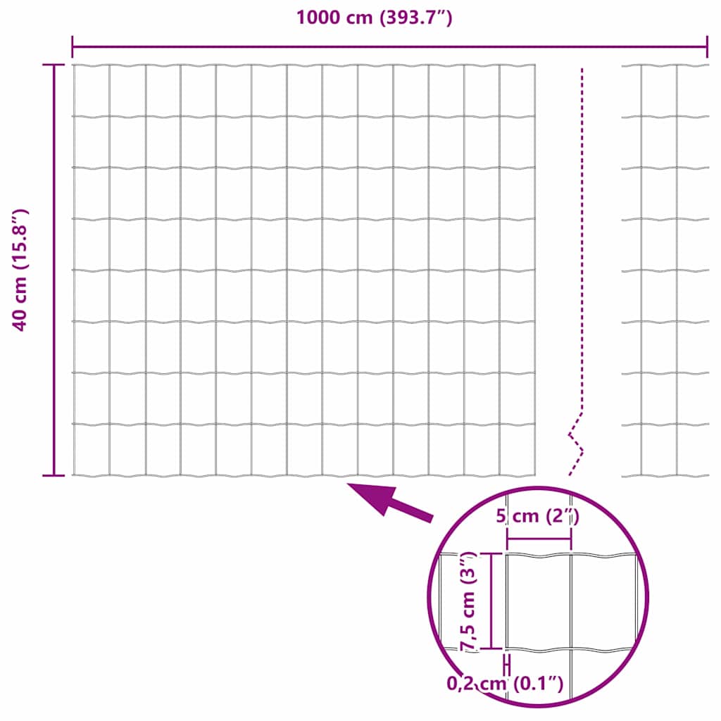 Recinzione Euro 0,4 x 10 m Ferro rivestito in PVC