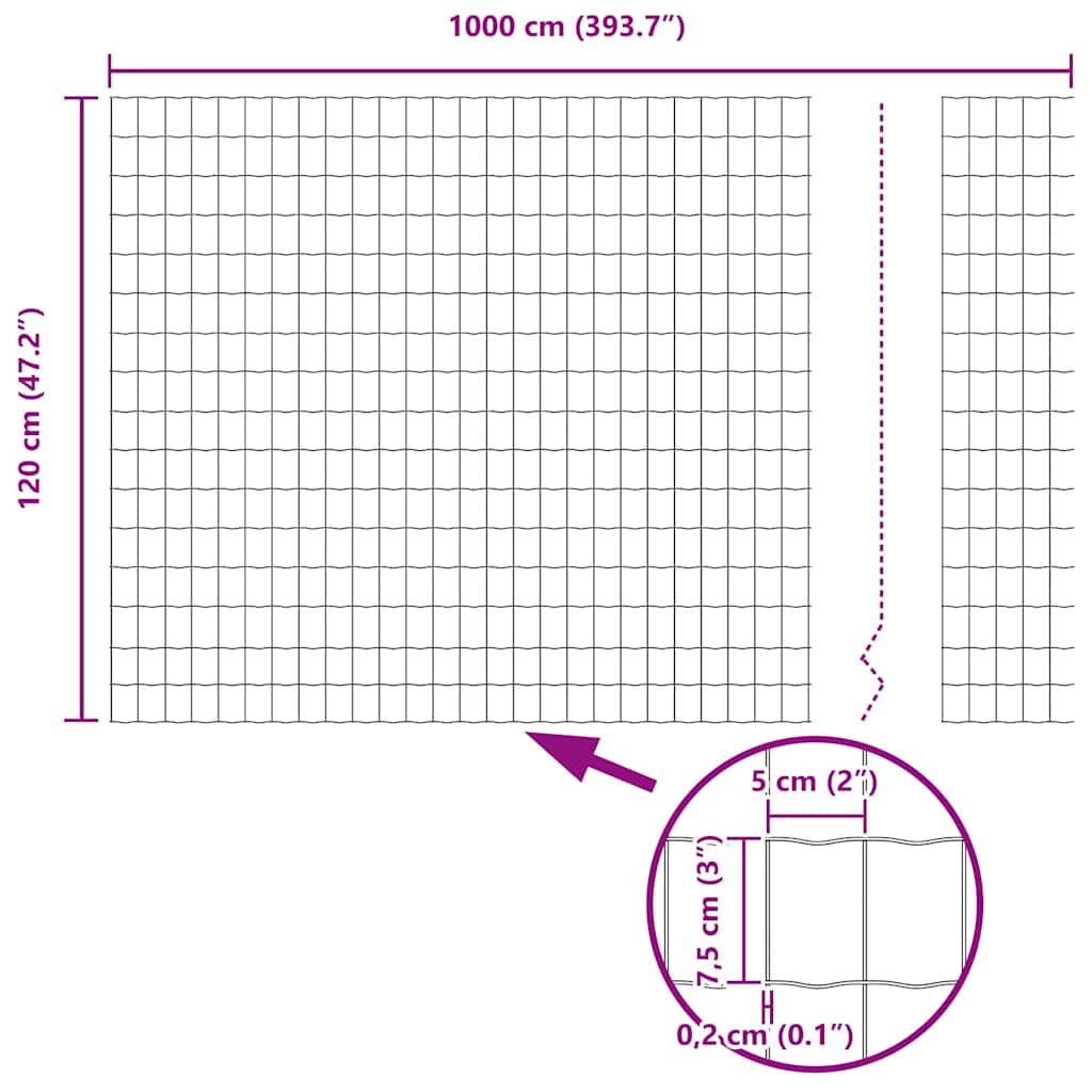 Recinzione Euro 1,2 x 10 m Ferro rivestito in PVC