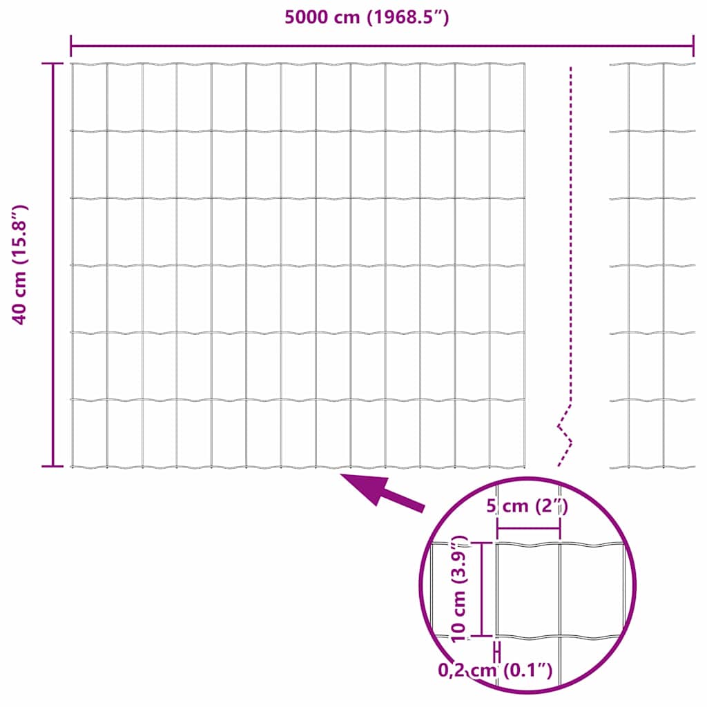 Recinzione Euro in ferro rivestito PVC 0,4 x 50 m