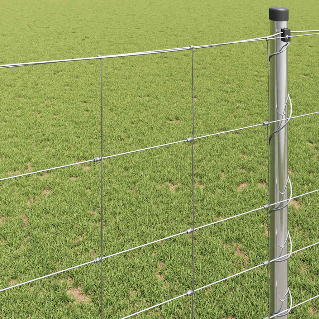Recinzione da campo in acciaio zincato argento 25 x 1,2 m