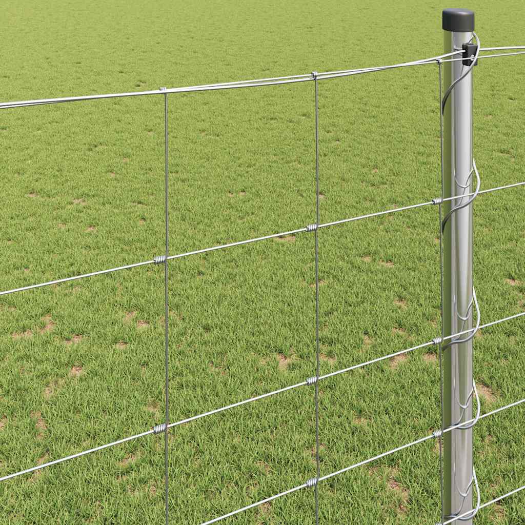 Recinzione da campo in acciaio zincato argento 25 x 1,4 m