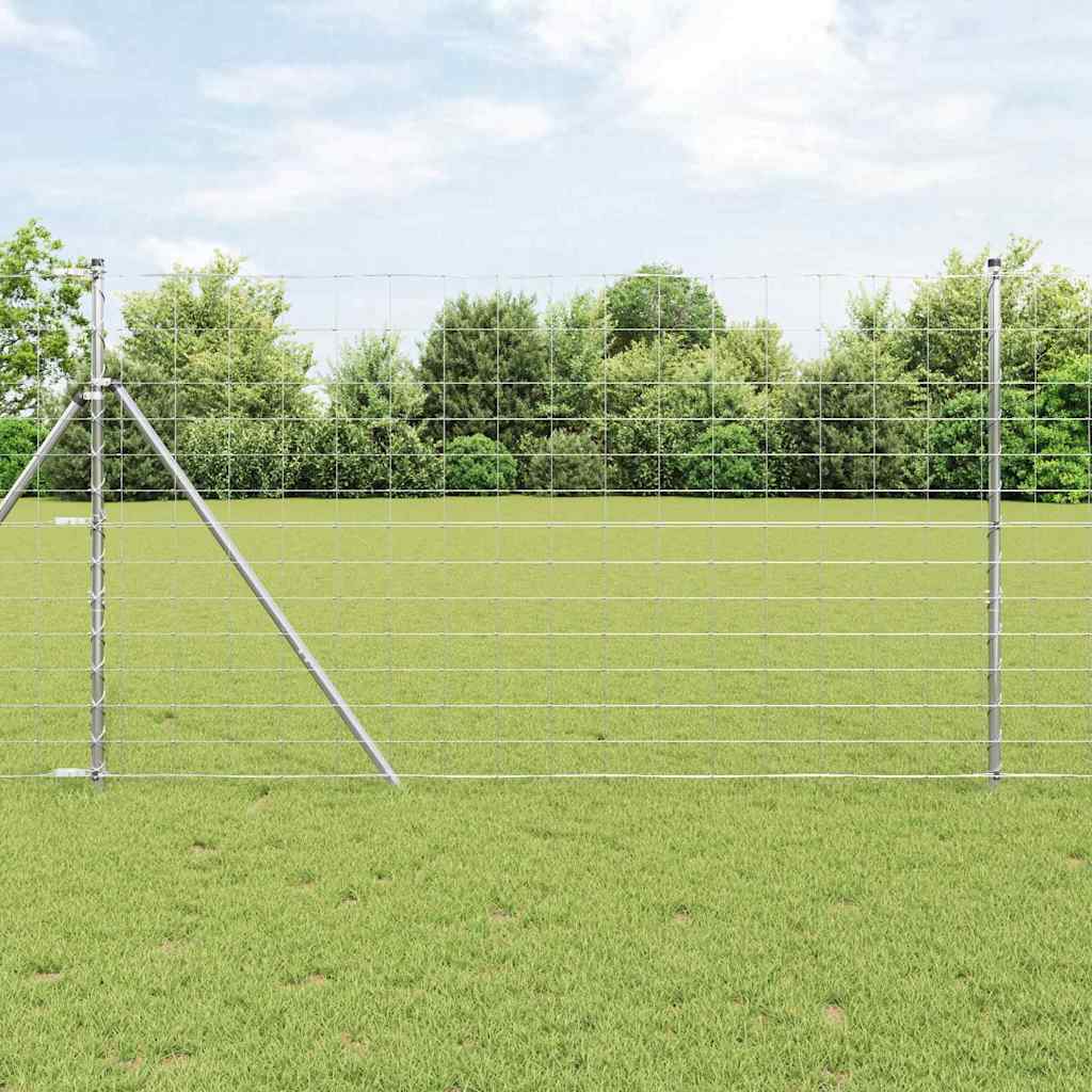 Recinzione da campo in acciaio zincato argento 25 x 1,4 m