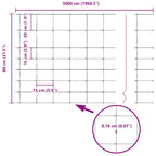 Recinzione da campo in acciaio zincato Argento 50 x 0,8 m