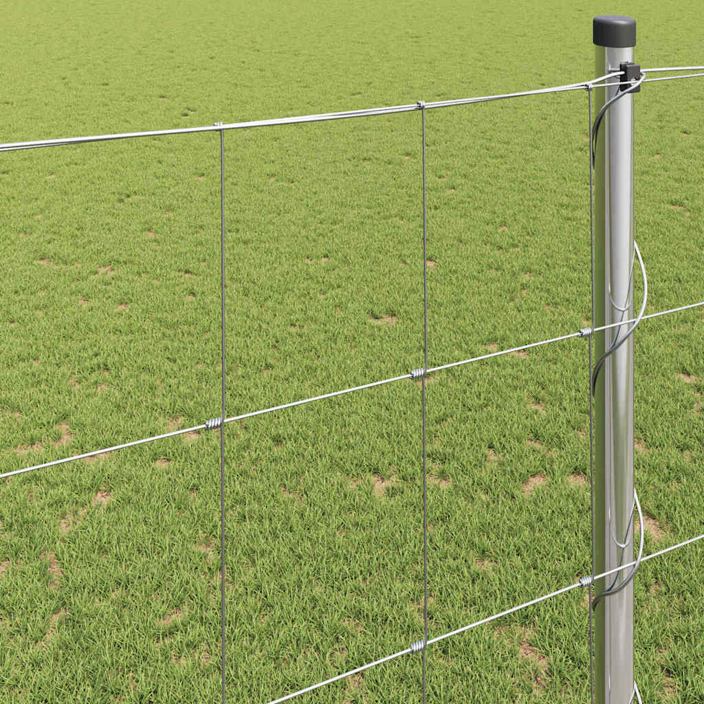 Recinzione da campo in acciaio zincato argento 50 x 1,4 m