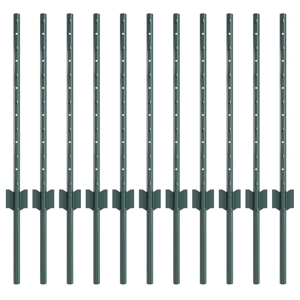 Palo per recinzione interrato 100 cm Verde - Set 11 pezzi