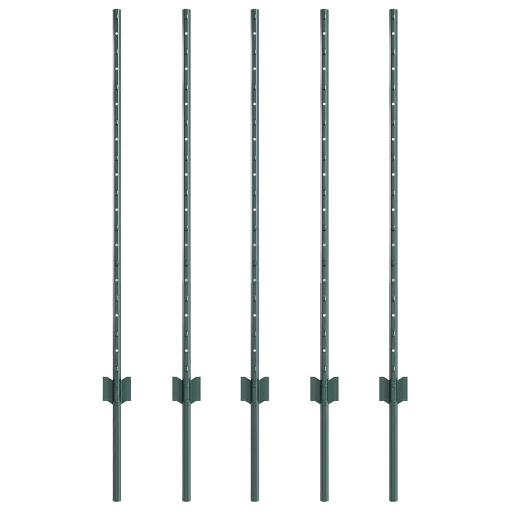 Palo per recinzione interrato 140 cm acciaio verde - 5 pezzi