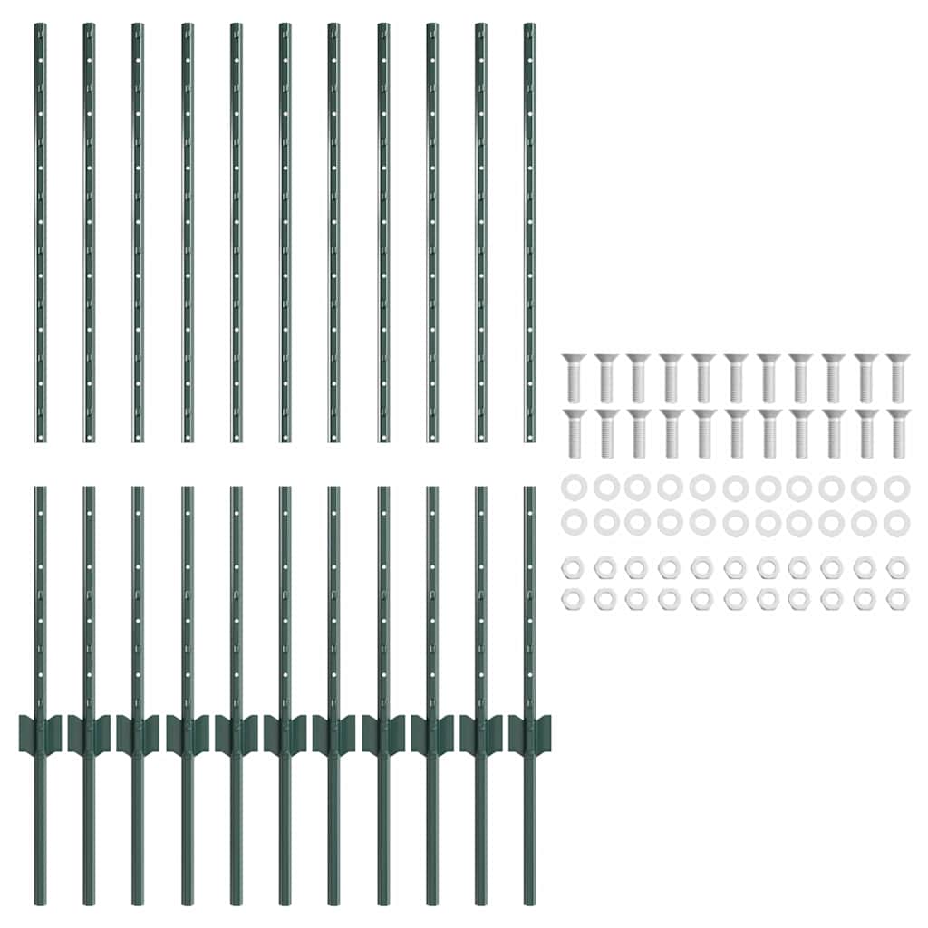 Palo per recinzione interrato 140 cm Verde - Set 11 pezzi