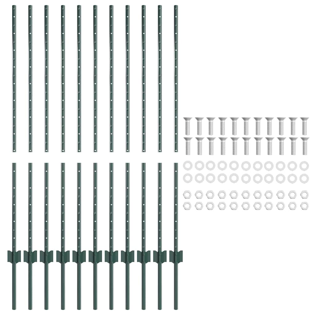 Palo per recinzione interrato Verde 160 cm - Set 11 pezzi