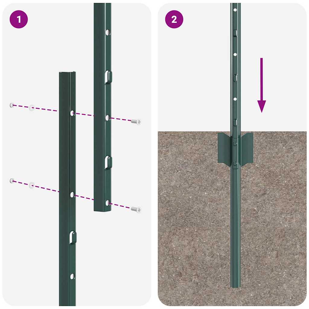 Palo per recinzione interrato Verde 160 cm - Set 11 pezzi