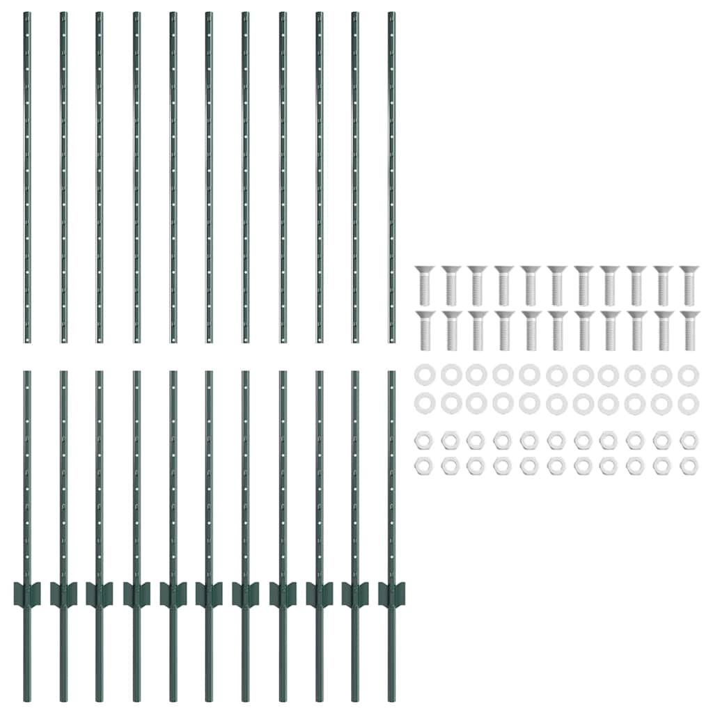 Palo per recinzione interrato Verde 180 cm - Set 11 pezzi