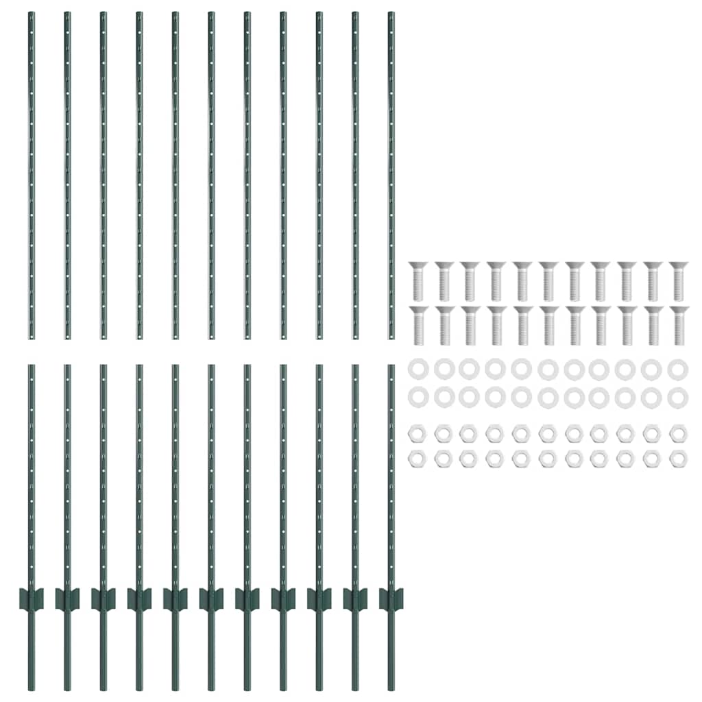 Palo per recinzione interrato 200 cm Verde - Set 11 pezzi