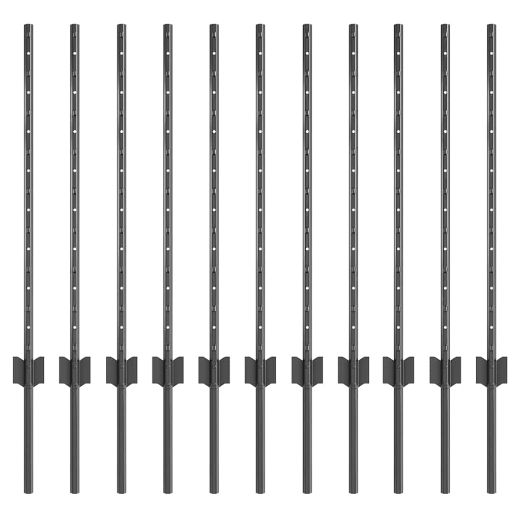 Palo per recinzione interrato acciaio verniciato grigio 120 cm - Set 11 pz