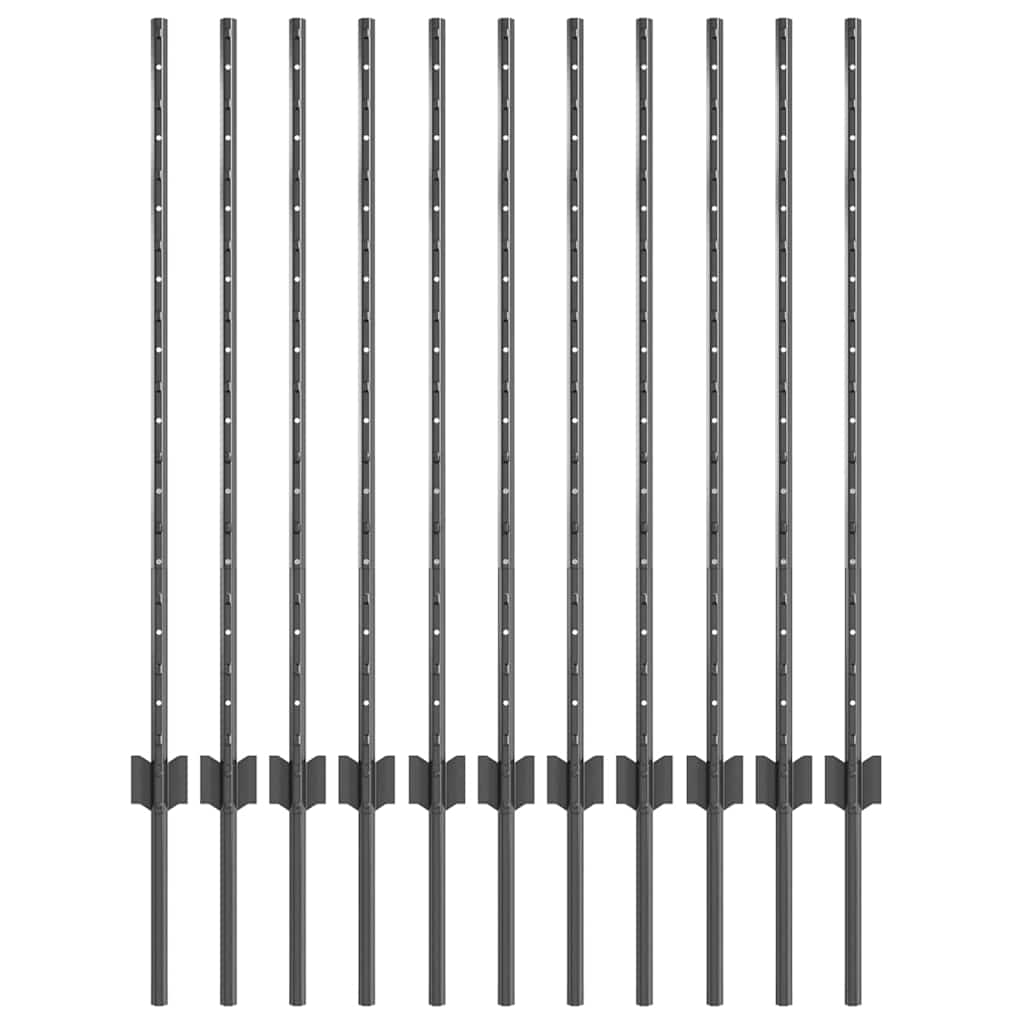 Palo per recinzione interrato acciaio verniciato grigio 140 cm - Set 11 pezzi
