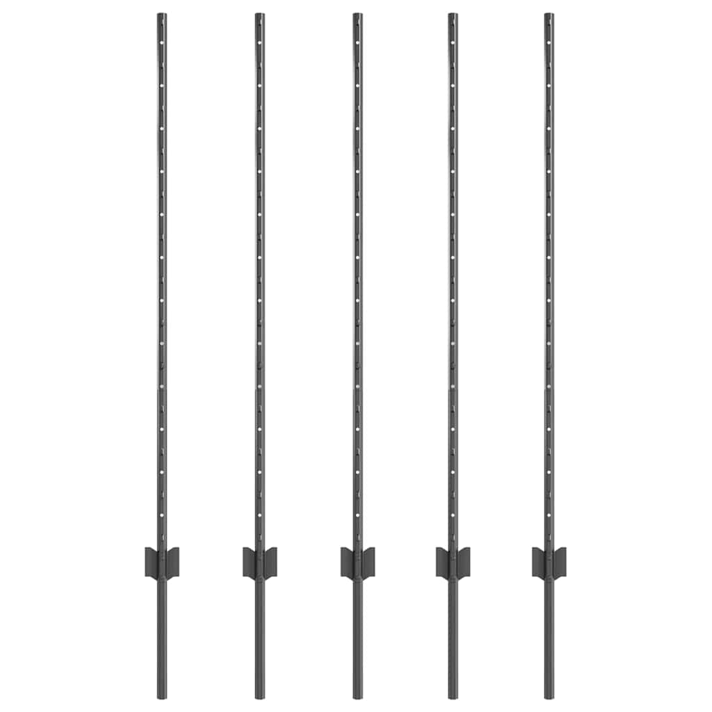Palo per recinzione interrato acciaio grigio 160 cm - Set 5 pezzi
