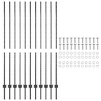 Palo per recinzione interrato acciaio grigio 200 cm - Set 11 pezzi