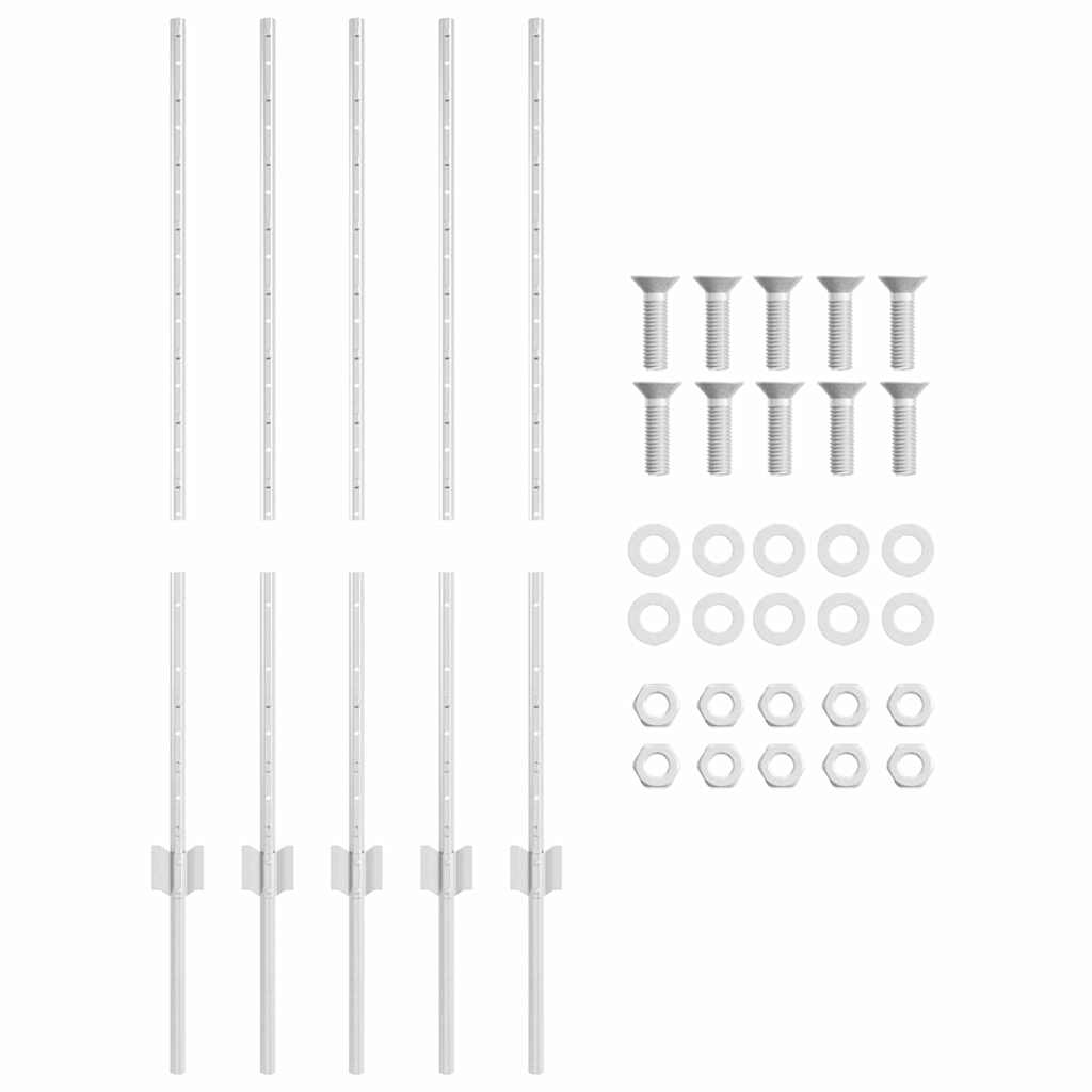 Palo per recinzione interrato 5 pz Acciaio Argento 140 cm