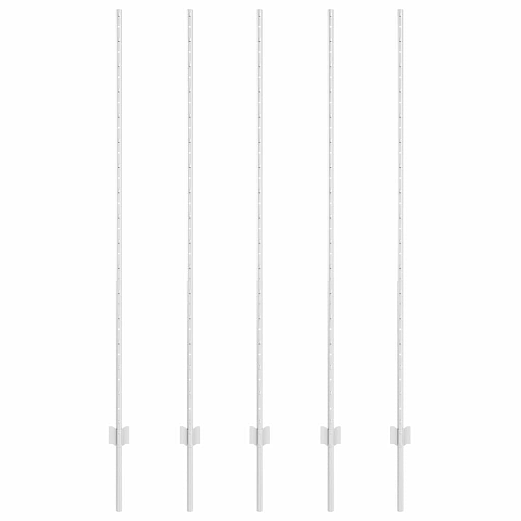 Palo per recinzione interrato acciaio Argento 200 cm - Set 5 pezzi