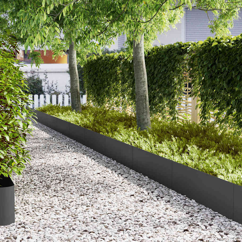 Bordura per Prato 50 pezzi Nero 100 x 30 cm - Acciaio laminato a freddo