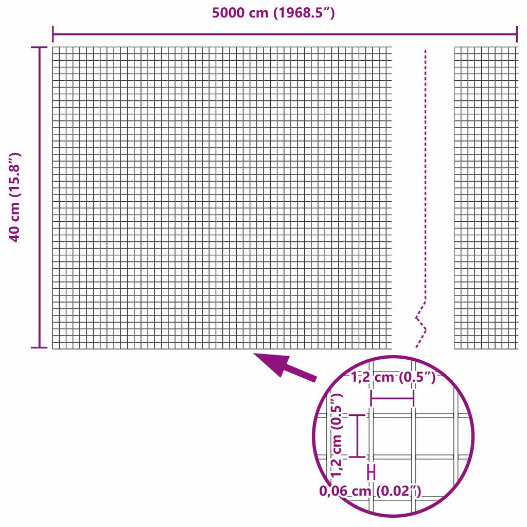 Recinzione in Rete Saldato Argento 5000 x 40 cm