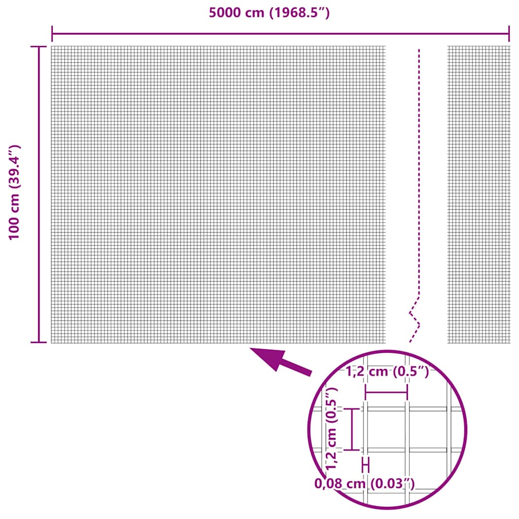 Recinzione in Rete Saldato Verde 5000 x 100 cm