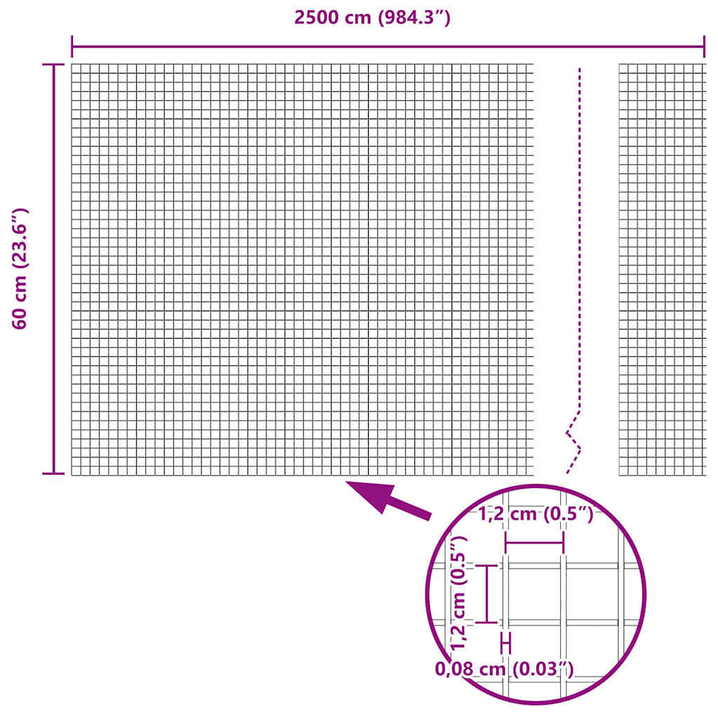 Recinzione in Rete Saldato Grigio 2500x60 cm