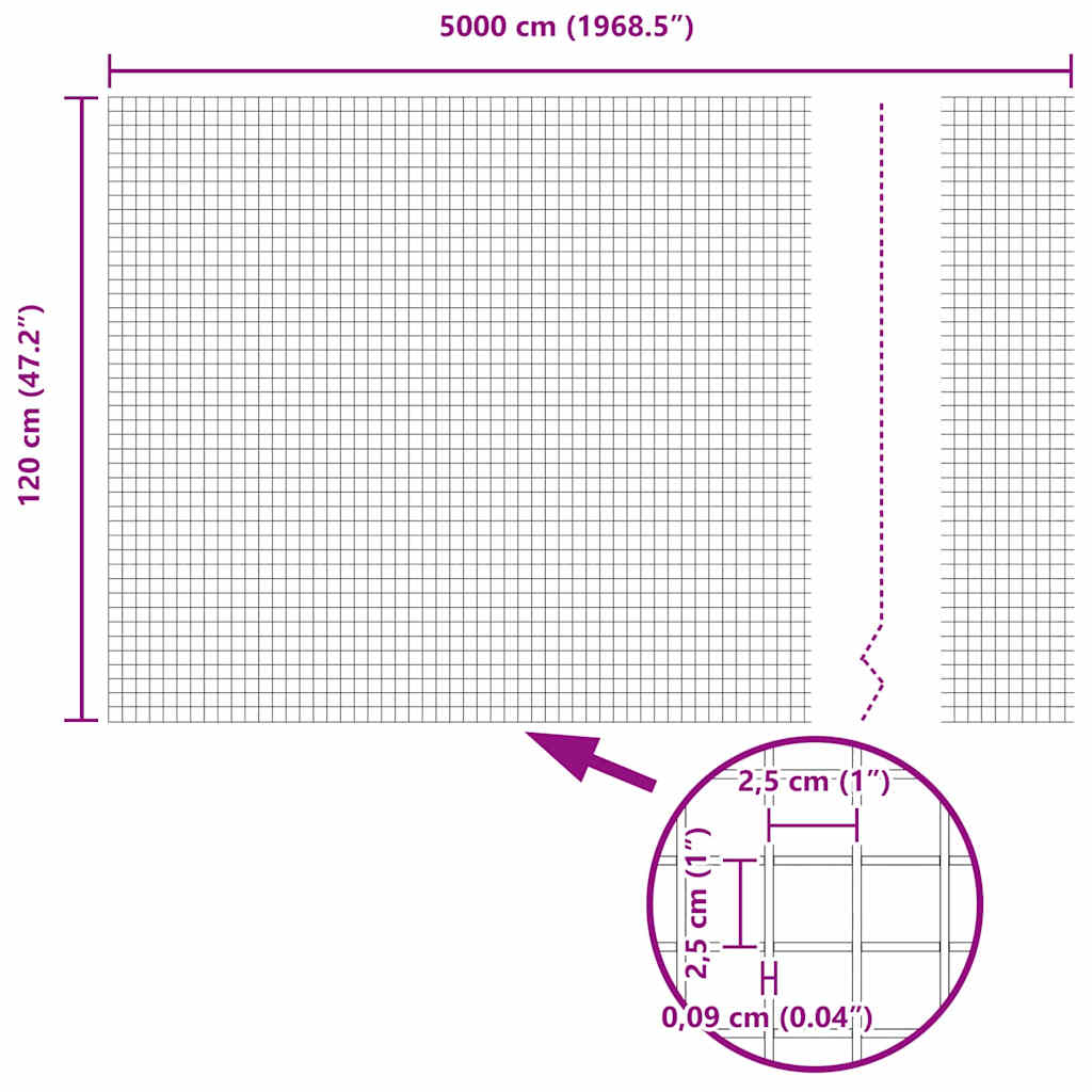 Recinzione in Rete Saldato Grigio 5000x120 cm