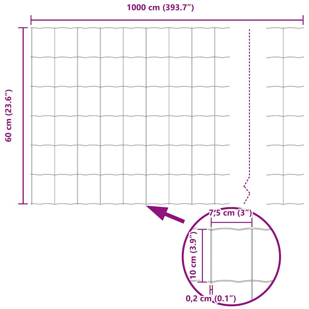 Recinzione Euro Verde 0,6 x 10 m Ferro rivestito in PVC