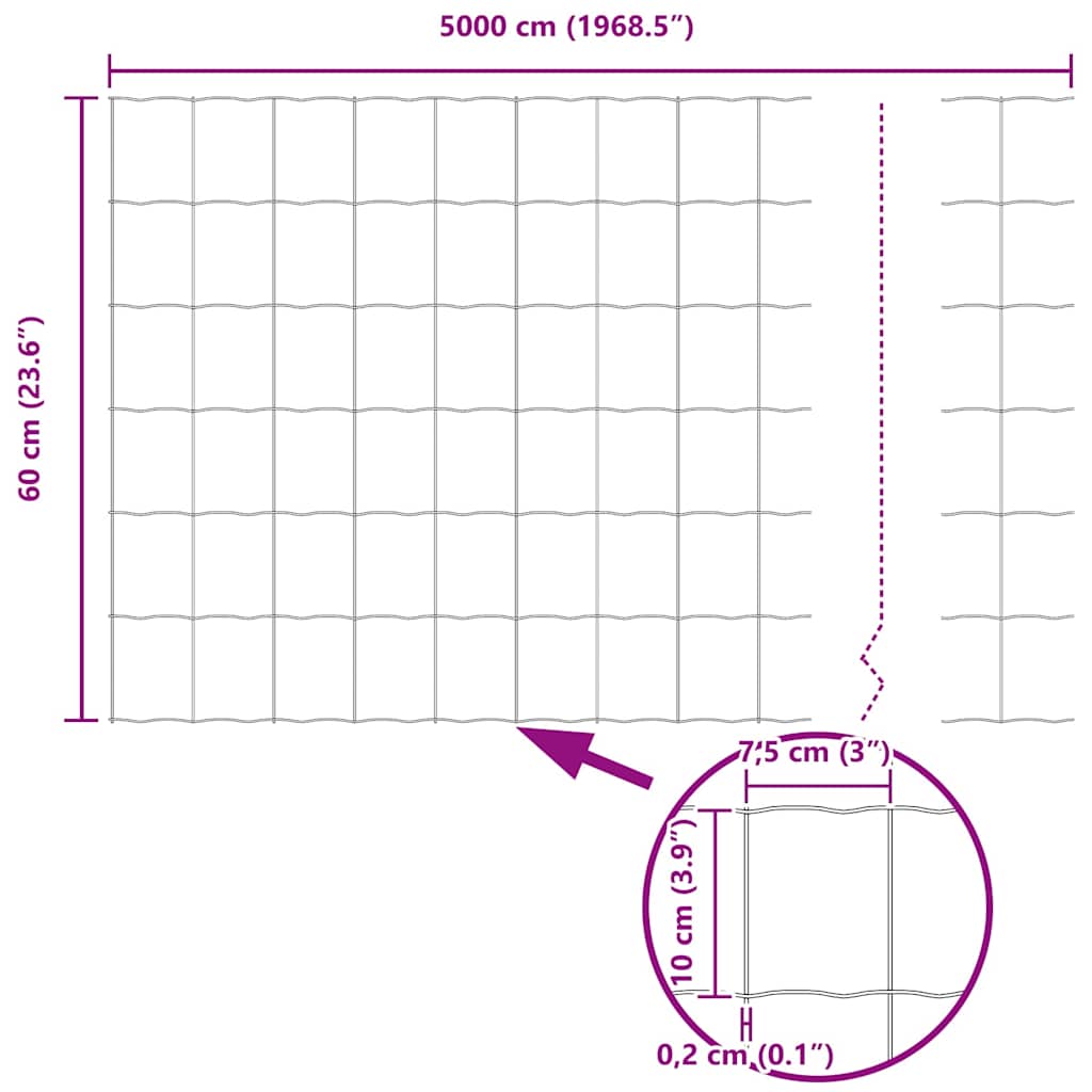 Recinzione Euro Verde 0,6 x 50 m Ferro rivestito in PVC