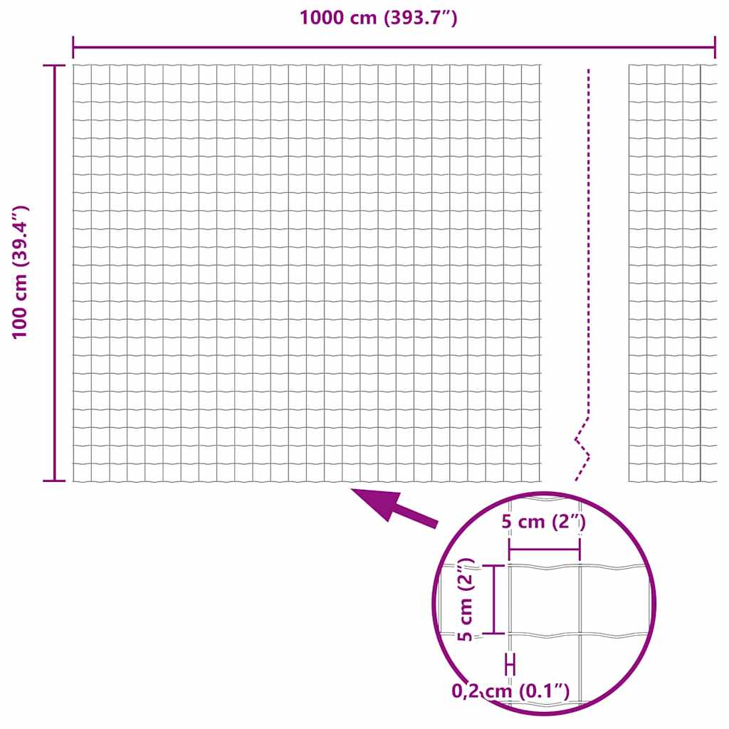 Recinzione Euro Grigio 1 x 10 m Ferro rivestito in PVC