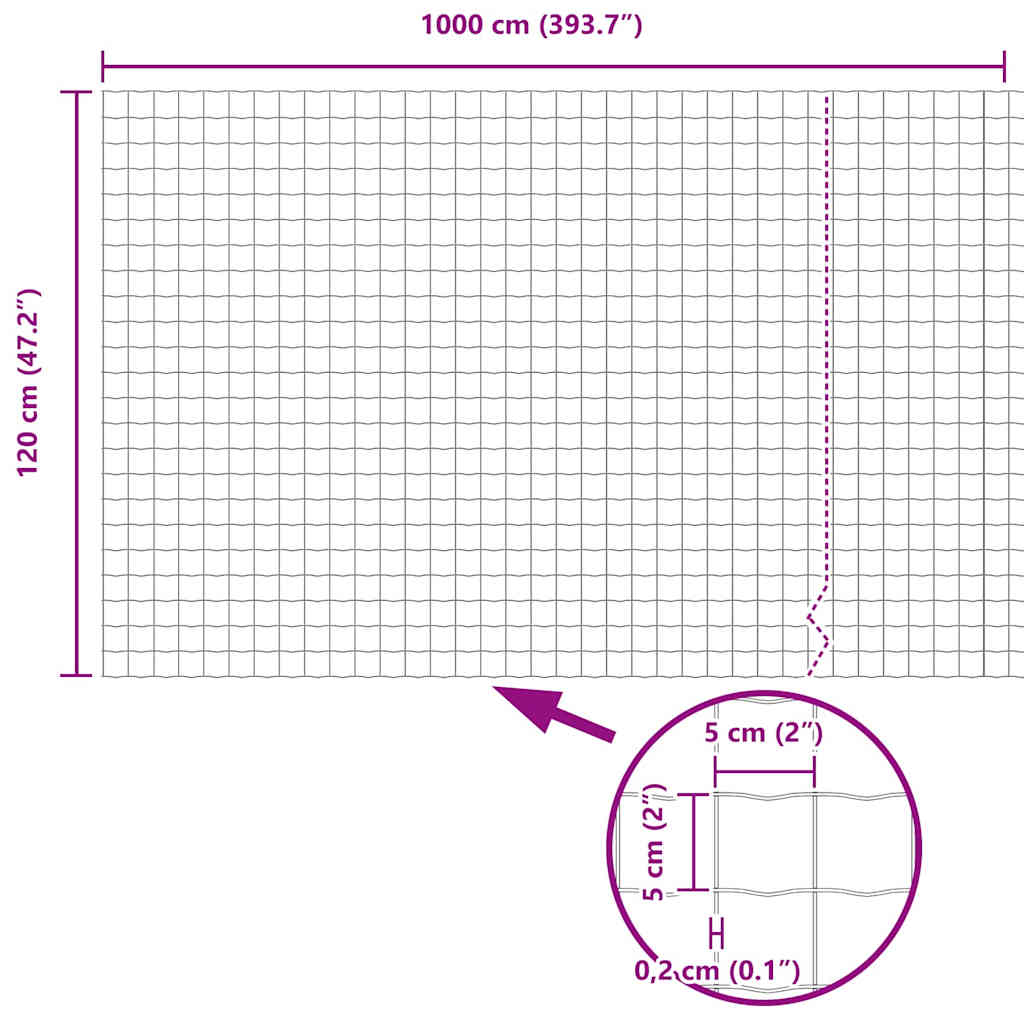 Recinzione Euro Grigio 1,2 x 10 m Ferro rivestito in PVC