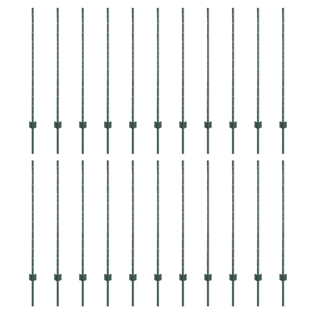 Palo per recinzione interrato 22 pz Verde 160 cm Acciaio