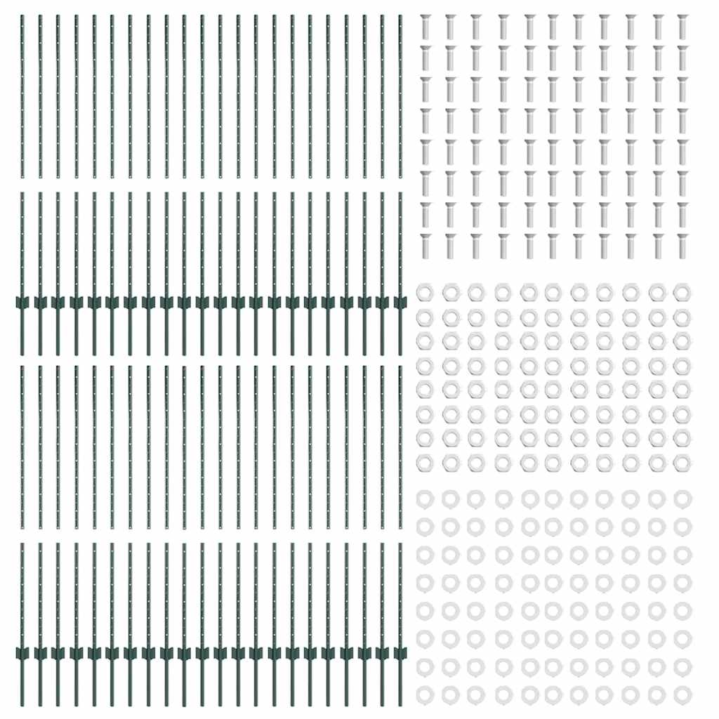 Palo per recinzione interrato 44 pezzi Verde 180 cm