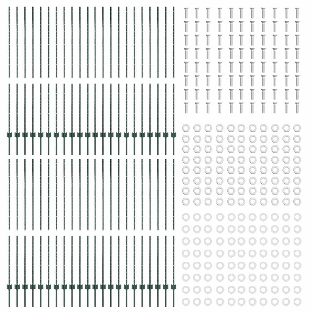 Palo per recinzione interrato 44 pz Verde 200 cm