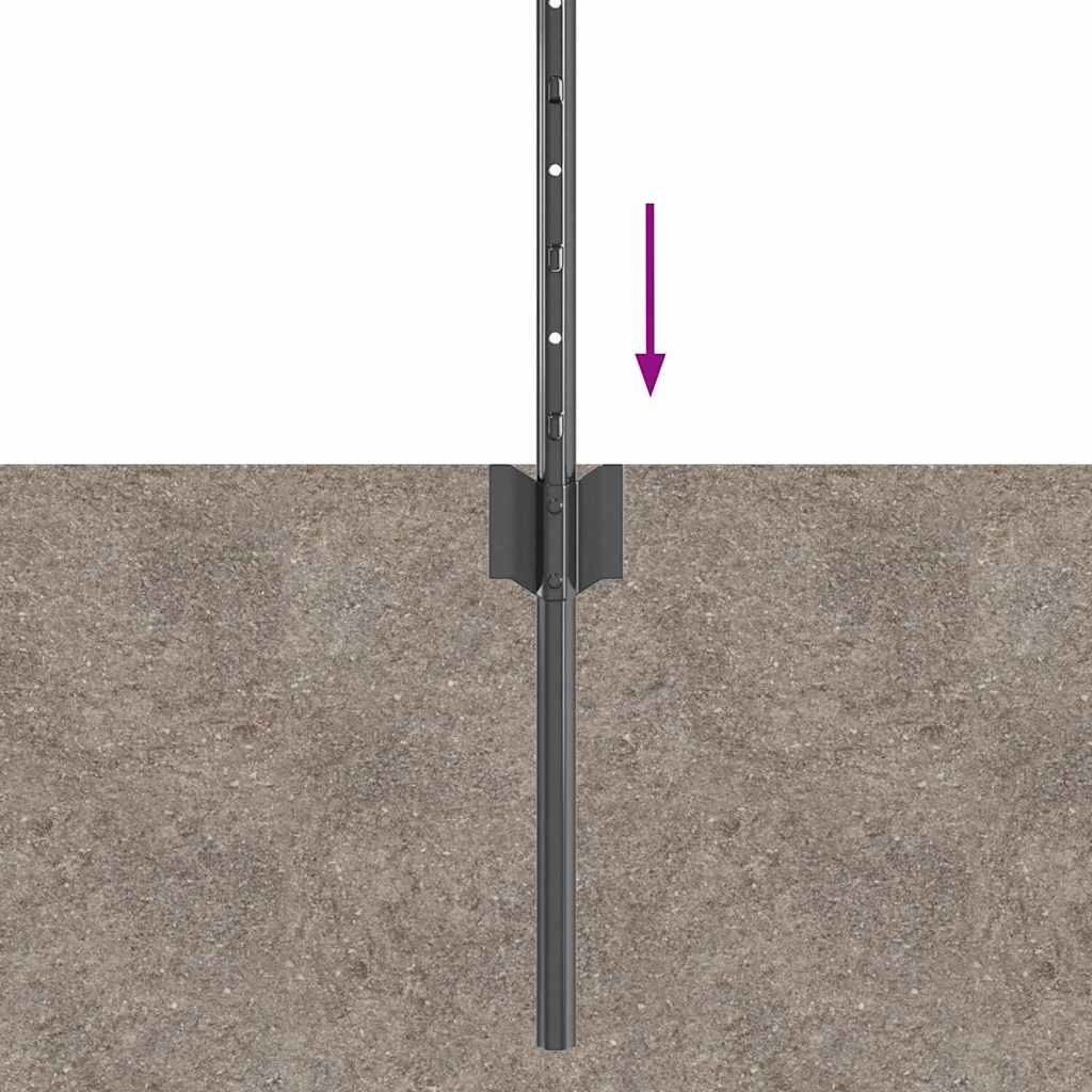 Palo per recinzione interrato 44 pezzi Acciaio grigio 120 cm