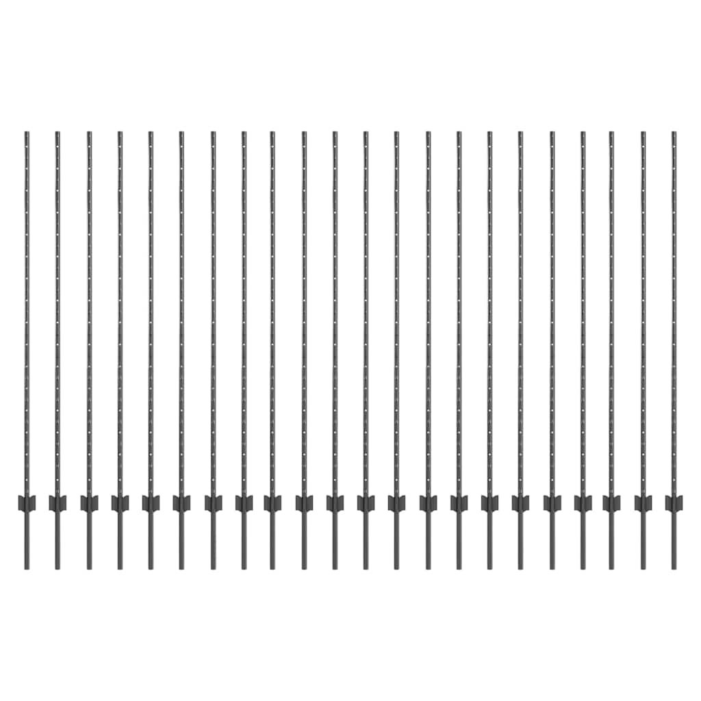 Palo per recinzione interrato acciaio grigio 200 cm - Set 22 pezzi