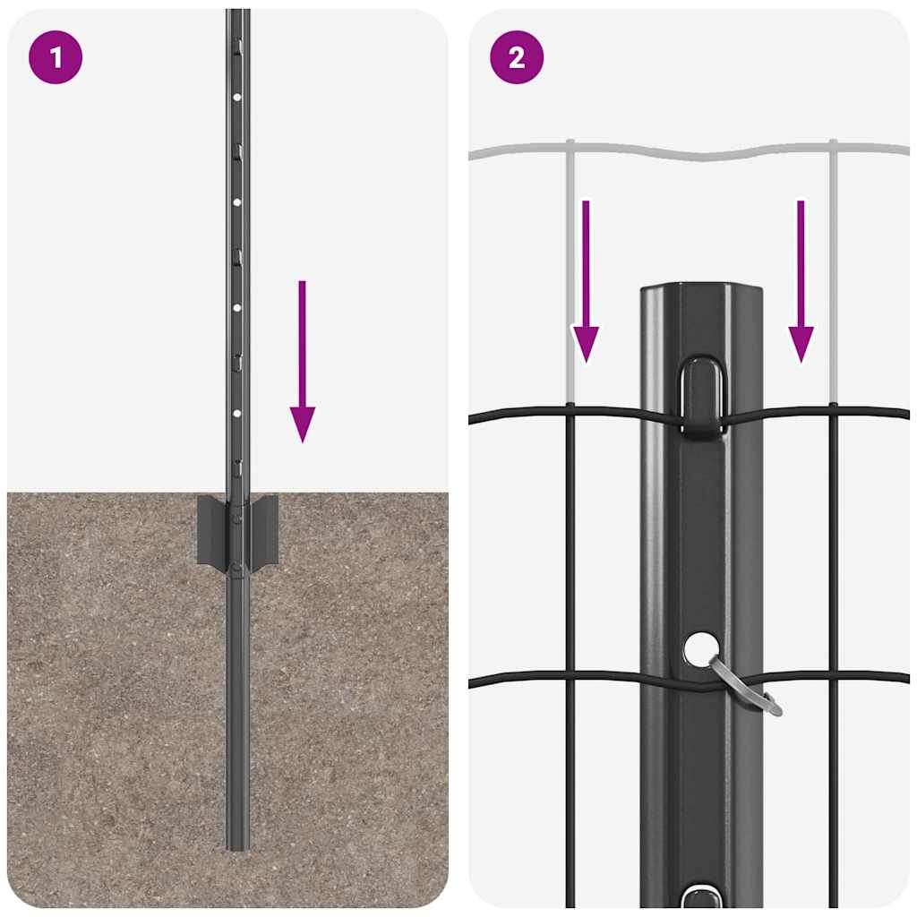 Recinzione in Rete Saldato 10 x 0,6 m - Acciaio Rivestito PVC Grigio