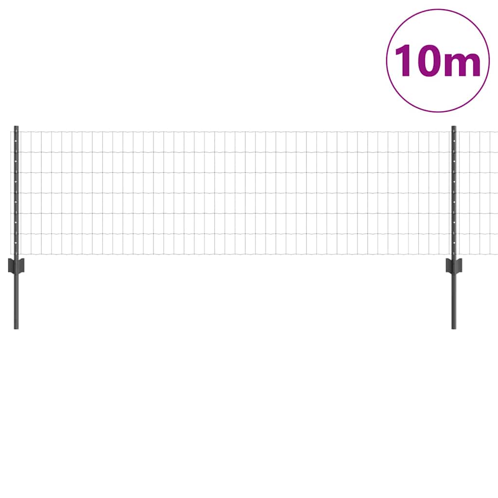 Recinzione in Rete Saldato 10 x 0,6 m - Acciaio Rivestito PVC Grigio
