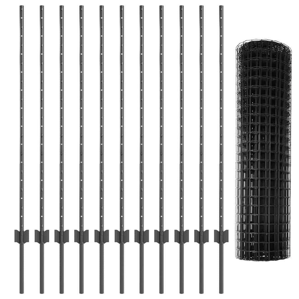 Recinzione in Rete Saldato 25 x 1,2 m - Acciaio Rivestito PVC Grigio
