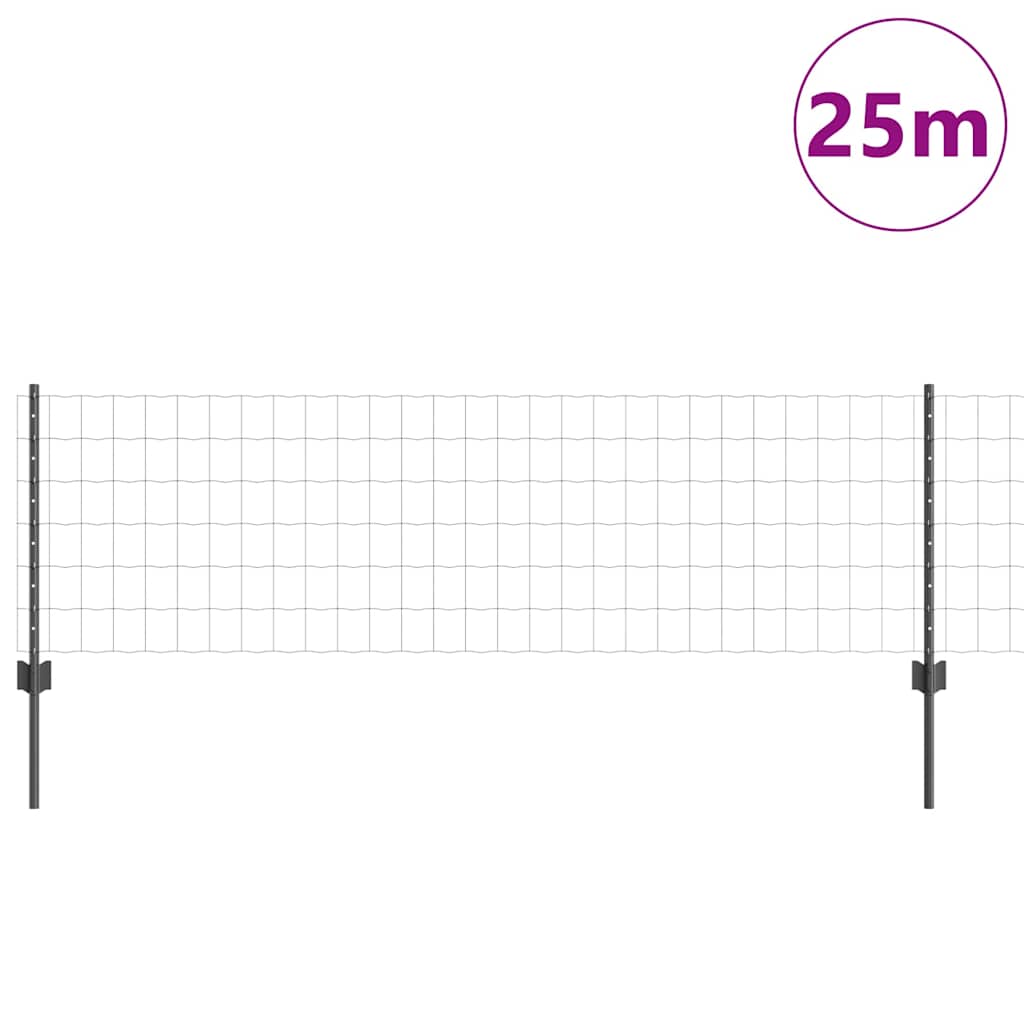 Recinzione in Rete Saldata 25 x 0,6 m - Acciaio Rivestito PVC Grigio