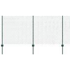 Recinzione a maglie metalliche verde 10 x 1 m con pali