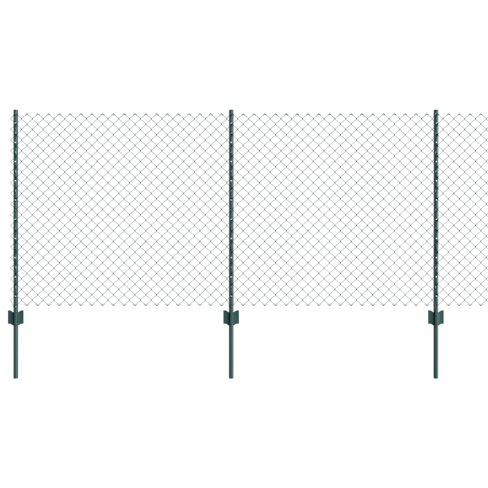 Recinzione a maglie metalliche verde 10 x 1 m con pali