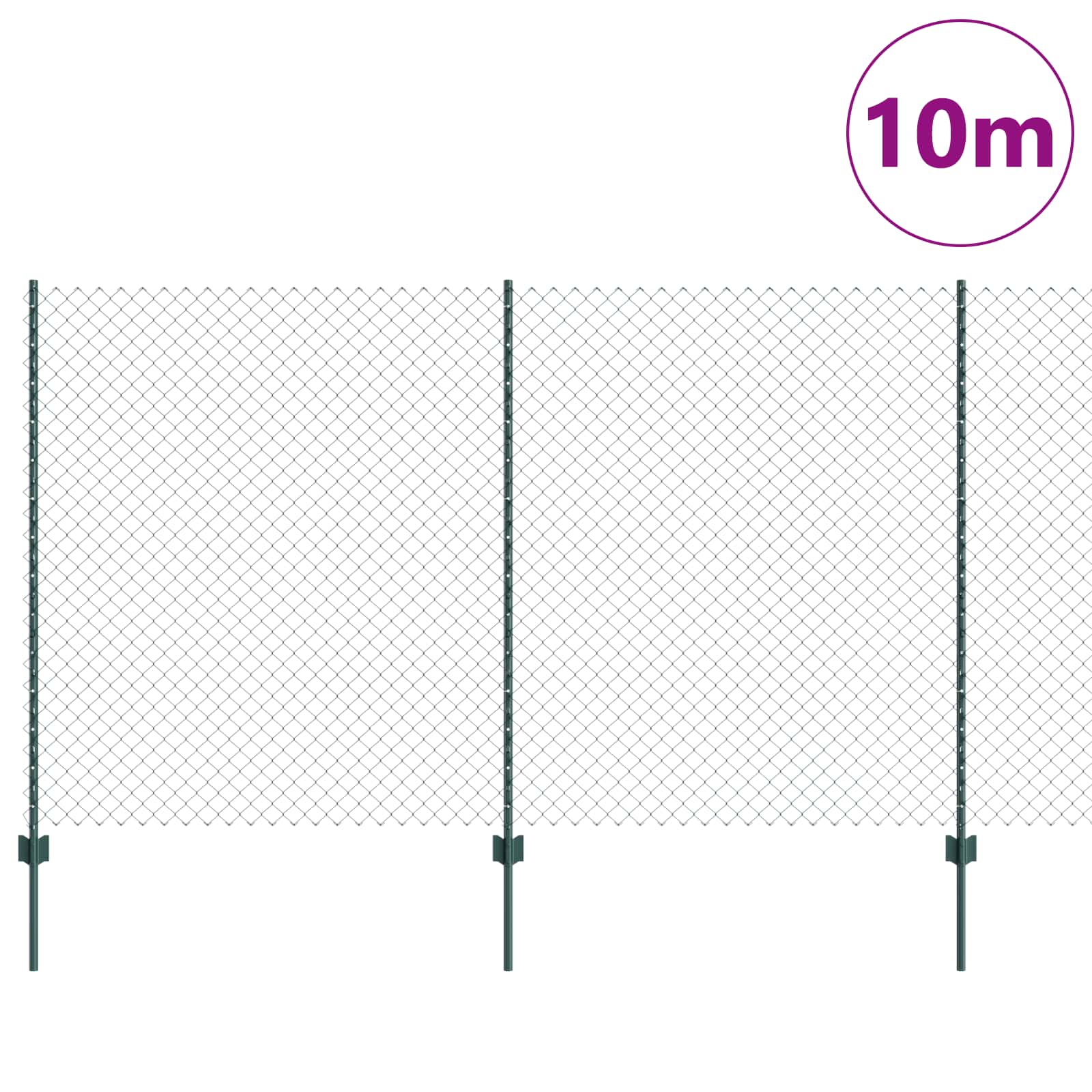 Recinzione a maglie metalliche con pali 10 x 1,4 m