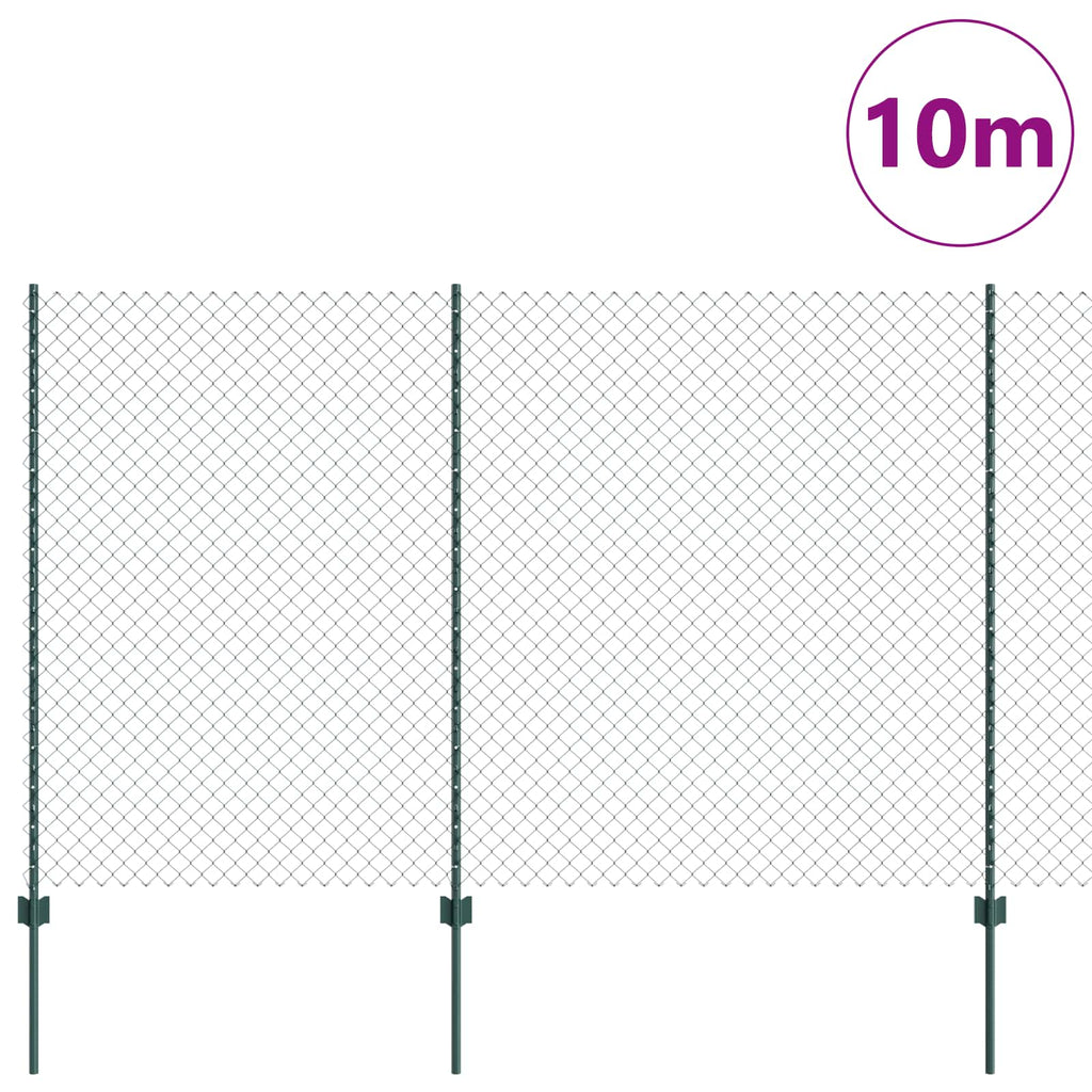 Recinzione a maglie metalliche con pali 10 x 1,5 m