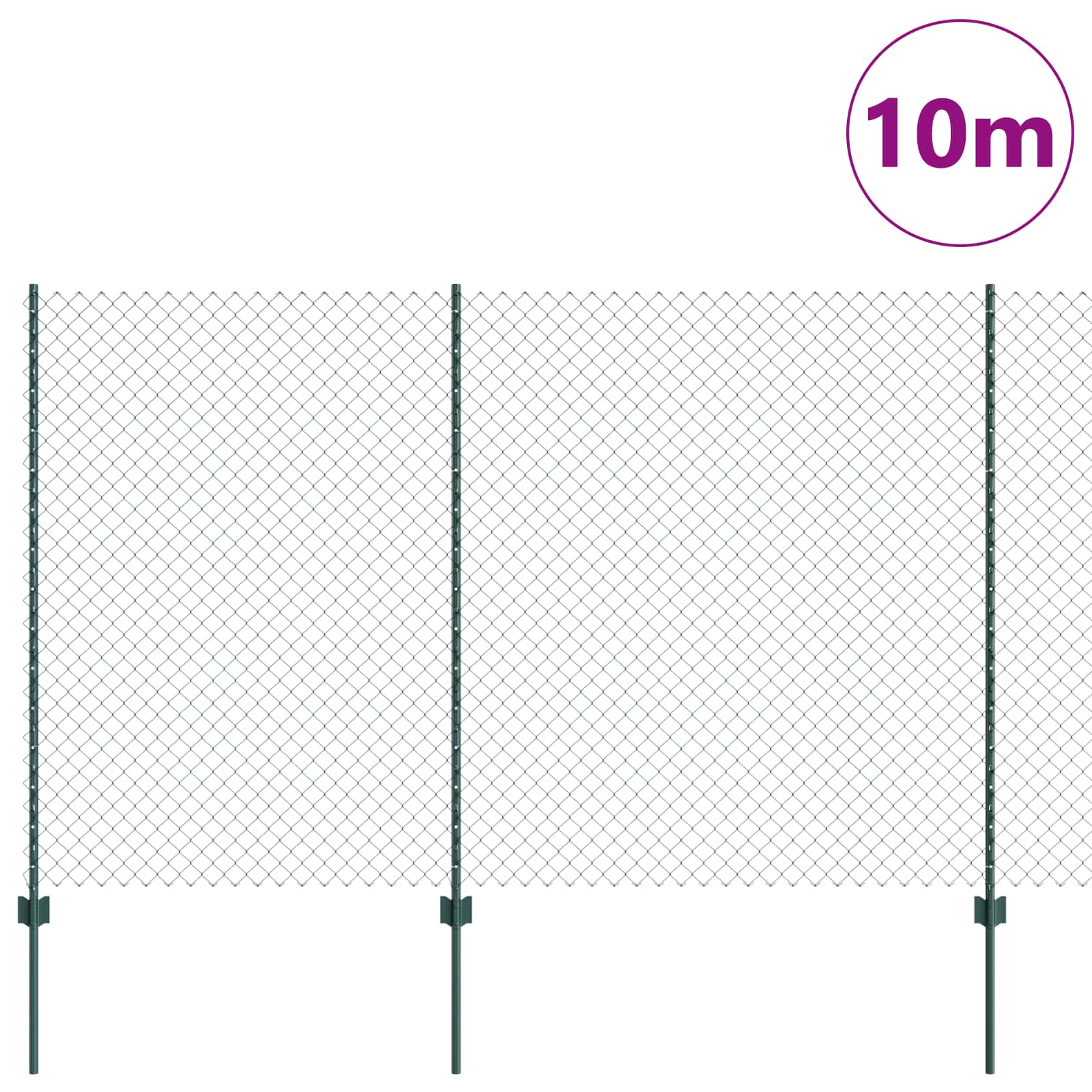 Recinzione a maglie metalliche con pali 10 x 1,5 m