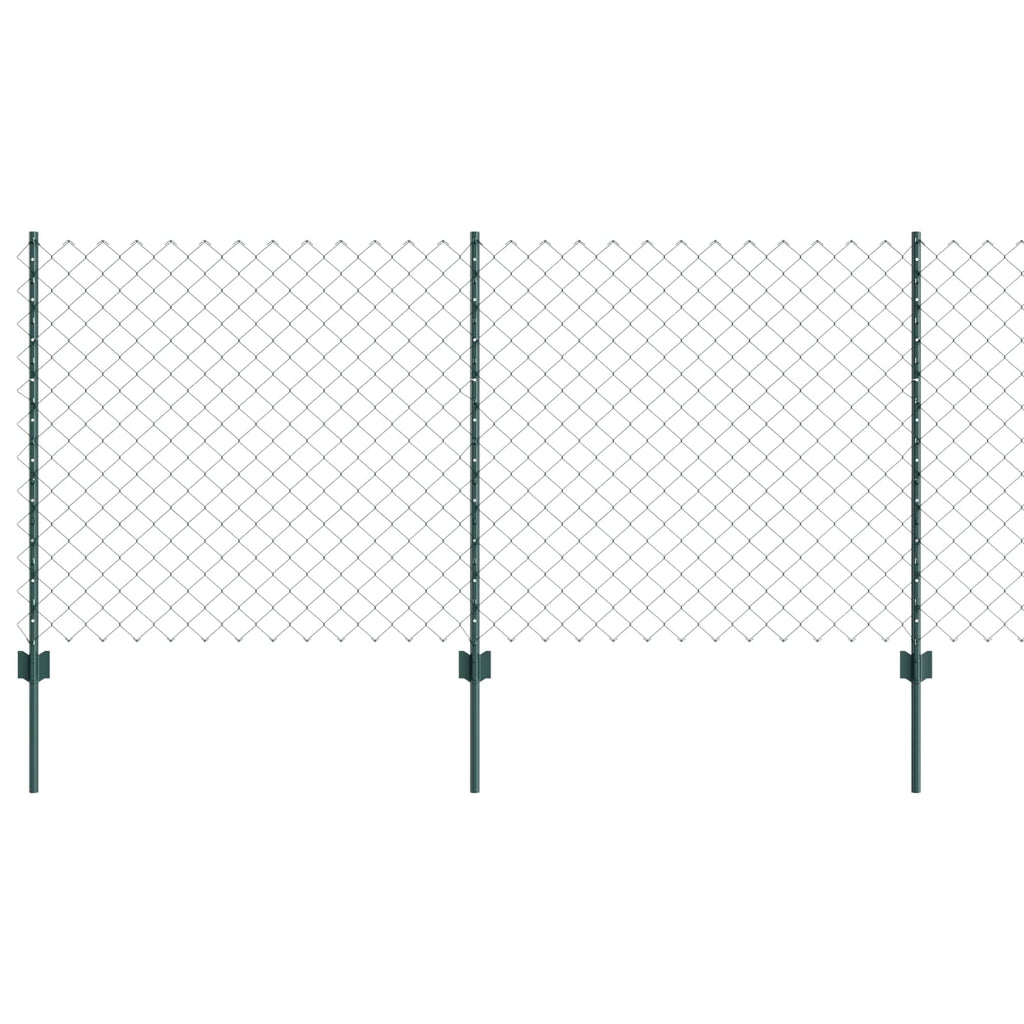 Recinzione a maglie metalliche con pali 10 x 1 m - Acciaio rivestito PVC verde