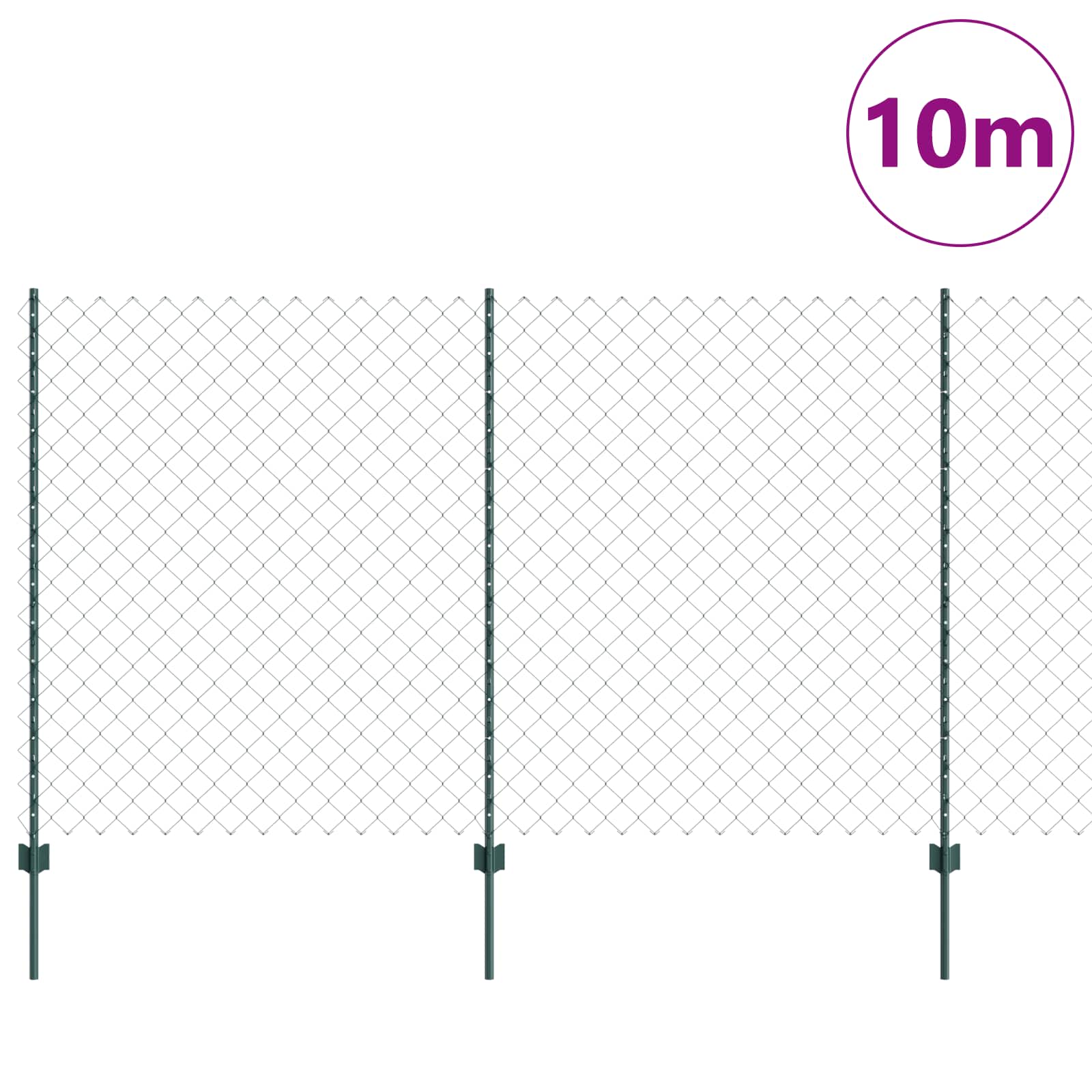 Recinzione a maglie metalliche con pali 10 x 1,4 m