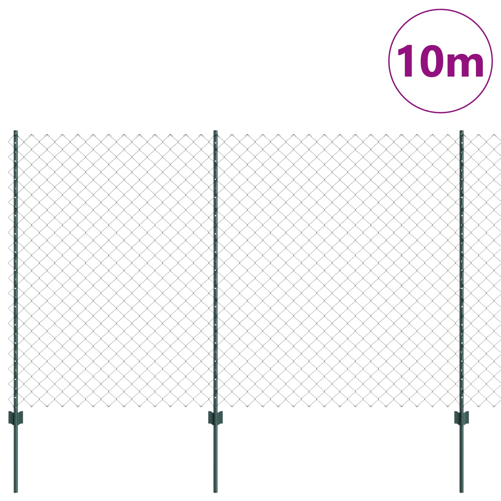 Recinzione a maglie metalliche con palo 10 x 1,5 m